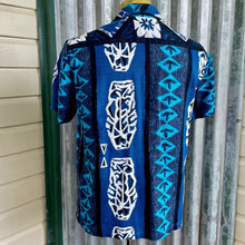 Load image into Gallery viewer, 1970's Hawaiian Bark Cloth Floral S/S Shirt Blue White Made in Australia Sz M - OOAK - Phoenix Menswear
