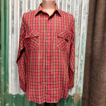 Load image into Gallery viewer, 1970's Vintage Sears Western Shirt Red Blue White Check L/S Sz L - OOAK - Phoenix Menswear