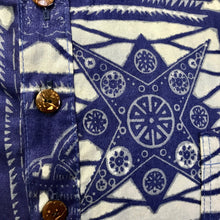 Load image into Gallery viewer, African Batik Print Blue White S/S Shirt Sz L - OOAK - Phoenix Menswear