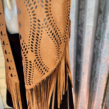Load image into Gallery viewer, Boho Vest Faux Suede Fringe Laser Cut Unisex Waistcoat One Size - New - Phoenix Menswear