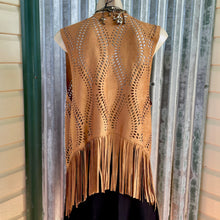 Load image into Gallery viewer, Boho Vest Faux Suede Fringe Laser Cut Unisex Waistcoat One Size - New - Phoenix Menswear