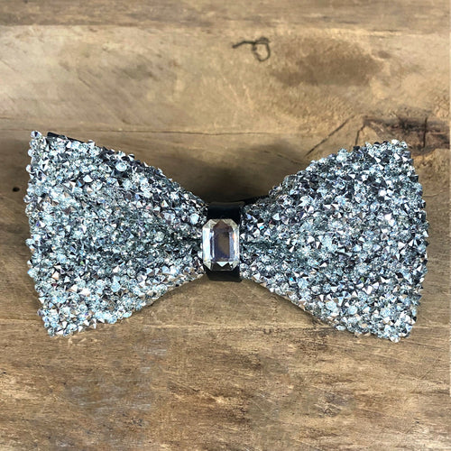 Bow Tie - Diamante Sparkle in Silver - Phoenix Menswear