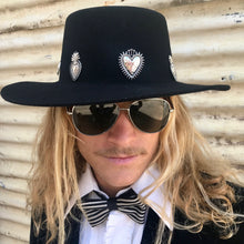 Load image into Gallery viewer, Immortal Kraft Black Wool Bolero Hat Handmade Silver Mexican Sacred Heart Decoration - Phoenix Menswear