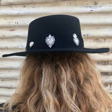 Load image into Gallery viewer, Immortal Kraft Black Wool Bolero Hat Handmade Silver Mexican Sacred Heart Decoration - Phoenix Menswear