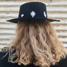 Load image into Gallery viewer, Immortal Kraft Black Wool Bolero Hat Handmade Silver Mexican Sacred Heart Decoration - Phoenix Menswear