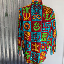 Load image into Gallery viewer, Indonesian Batik Print Blue Red Green Yellow L/S Shirt Abstract Design Sz XL - OOAK - Phoenix Menswear