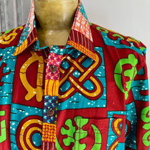 Load image into Gallery viewer, Indonesian Batik Print Blue Red Green Yellow L/S Shirt Abstract Design Sz XL - OOAK - Phoenix Menswear
