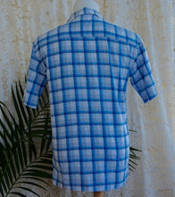 Load image into Gallery viewer, Linen/Cotton Blend S/S Shirt Blue Check Preloved Sz L - OOAK - Phoenix Menswear