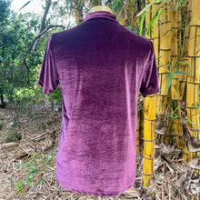 Load image into Gallery viewer, Men's Purple Velvet Asos T-Shirt Embroidered Red Rose S/S Sz M - OOAK - Phoenix Menswear