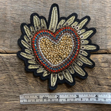 Load image into Gallery viewer, Patch - Beaded Heart in Gold, Red, Blue and Black - Phoenix Menswear