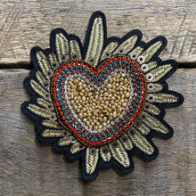 Load image into Gallery viewer, Patch - Beaded Heart in Gold, Red, Blue and Black - Phoenix Menswear