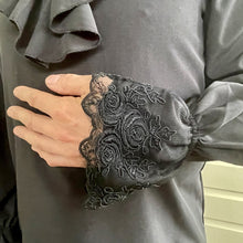 Load image into Gallery viewer, Pirate Shirt Black Ruffle Lace Cuffs L/S - New - Phoenix Menswear