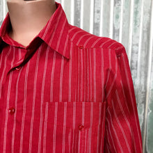 Load image into Gallery viewer, Red Pinstripe Linen L/S Shirt Sz M - OOAK - Phoenix Menswear