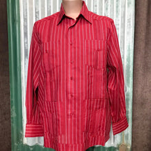 Load image into Gallery viewer, Red Pinstripe Linen L/S Shirt Sz M - OOAK - Phoenix Menswear