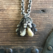 Load image into Gallery viewer, Silver Pendant Deer Teeth Antique Oak Leaves and Silver Necklace 1930's - OOAK - Phoenix Menswear