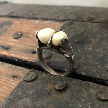 Load image into Gallery viewer, Silver Ring Deer Teeth Oak Leaves Antique 1900's - OOAK - Phoenix Menswear