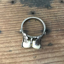 Load image into Gallery viewer, Silver Ring Deer Teeth Oak Leaves Antique 1900's - OOAK - Phoenix Menswear