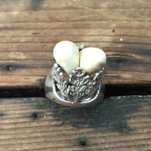 Load image into Gallery viewer, Silver Ring Deer Teeth Oak Leaves Antique 1930's - OOAK - Phoenix Menswear