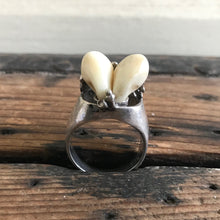 Load image into Gallery viewer, Silver Ring Deer Teeth Oak Leaves Antique 1930's - OOAK - Phoenix Menswear