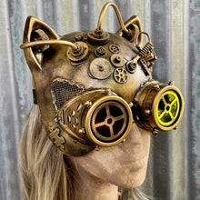 Load image into Gallery viewer, Steampunk Cat Mask Gold - Phoenix Menswear