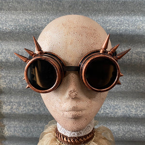 Steampunk Goggles - Copper Frames with Spikes - Phoenix Menswear