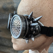 Load image into Gallery viewer, Steampunk Goggles - Spiked Silver Frames with Decorative Lenses - Phoenix Menswear