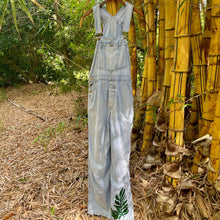 Load image into Gallery viewer, Upcycled Levis Vintage Overalls Blue Denim Dragonfly Leaves Sequins Sz M - OOAK - Phoenix Menswear