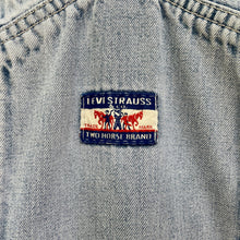 Load image into Gallery viewer, Upcycled Levis Vintage Overalls Blue Denim Dragonfly Leaves Sequins Sz M - OOAK - Phoenix Menswear