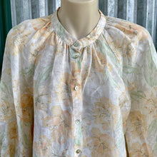 Load image into Gallery viewer, Witchery Yellow Green Cream Floral Blouse Viscose Tencel Linen L/S Sz 10 - OOAK - Phoenix Menswear