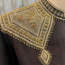 Load image into Gallery viewer, 1950's Vintage Handmade Black Crepe Button Up Blouse Gold Embroidery Sz XS - OOAK - Phoenix Menswear