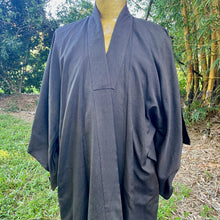 Load image into Gallery viewer, 1960&#39;s Vintage Kimono Black Silk Duster Lined Made in Japan Sz - OOAK - Phoenix Menswear