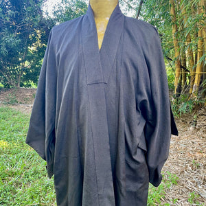 1960's Vintage Kimono Black Silk Duster Lined Made in Japan Sz - OOAK - Phoenix Menswear