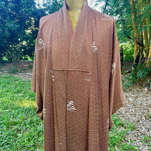 Load image into Gallery viewer, 1960&#39;s Vintage Kimono Brown Tan Silk Duster Lined Made in Japan Sz - OOAK - Phoenix Menswear