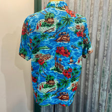 Load image into Gallery viewer, 1970's Handmade Vintage Blue Lightweight Hawaiian Shirt Floral Print S/S Sz 2XL - OOAK - Phoenix Menswear