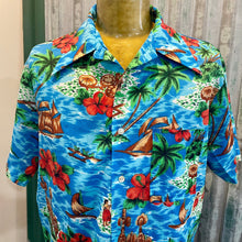 Load image into Gallery viewer, 1970's Handmade Vintage Blue Lightweight Hawaiian Shirt Floral Print S/S Sz 2XL - OOAK - Phoenix Menswear