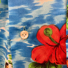 Load image into Gallery viewer, 1970's Handmade Vintage Blue Lightweight Hawaiian Shirt Floral Print S/S Sz 2XL - OOAK - Phoenix Menswear