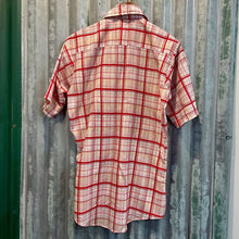 Load image into Gallery viewer, 1970's Men's Vintage White Red Plaid Check S/S Cotton Blend Shirt Sz S - OOAK - Phoenix Menswear