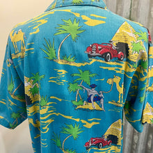 Load image into Gallery viewer, 1970's Vintage Aqua Blue Cotton Blend Cartoon Desert Designs Shirt S/S Sz 2XL - OOAK - Phoenix Menswear