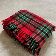 Load image into Gallery viewer, 1970's Vintage Australian 'Lithgow' Wool Blanket Throw Knee Warmer Green Red Check Fringed - OOAK - Phoenix Menswear