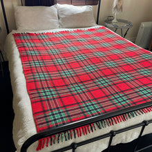 Load image into Gallery viewer, 1970's Vintage Australian 'Lithgow' Wool Blanket Throw Knee Warmer Green Red Check Fringed - OOAK - Phoenix Menswear