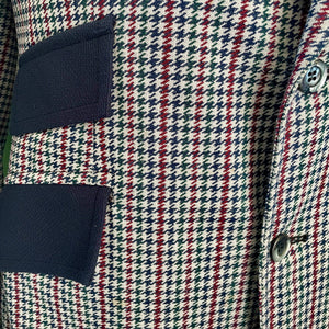 1970's Vintage Blazer Check Navy Blue White Red 2 Button Sz M - OOAK - Phoenix Menswear