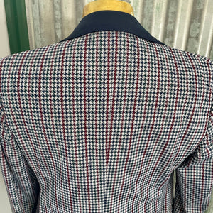 1970's Vintage Blazer Check Navy Blue White Red 2 Button Sz M - OOAK - Phoenix Menswear