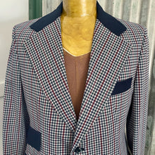 Load image into Gallery viewer, 1970&#39;s Vintage Blazer Check Navy Blue White Red 2 Button Sz M - OOAK - Phoenix Menswear