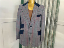 Load image into Gallery viewer, 1970&#39;s Vintage Blazer Check Navy Blue White Red 2 Button Sz M - OOAK - Phoenix Menswear