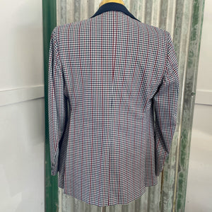 1970's Vintage Blazer Check Navy Blue White Red 2 Button Sz M - OOAK - Phoenix Menswear