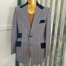 Load image into Gallery viewer, 1970&#39;s Vintage Blazer Check Navy Blue White Red 2 Button Sz M - OOAK - Phoenix Menswear
