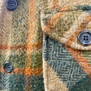 1970's Vintage Fleece Check Jacket Green Brown Plaid Sz S -OOAK - Phoenix Menswear