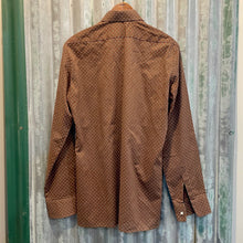 Load image into Gallery viewer, 1970's Vintage Men's Chocolate Brown White Polka Dots Cotton Blend L/S Shirt Made in France Sz S - OOAK - Phoenix Menswear