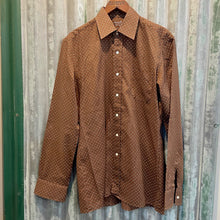Load image into Gallery viewer, 1970's Vintage Men's Chocolate Brown White Polka Dots Cotton Blend L/S Shirt Made in France Sz S - OOAK - Phoenix Menswear