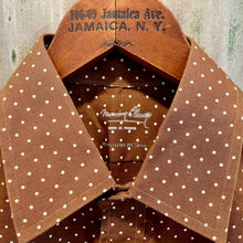 Load image into Gallery viewer, 1970's Vintage Men's Chocolate Brown White Polka Dots Cotton Blend L/S Shirt Made in France Sz S - OOAK - Phoenix Menswear